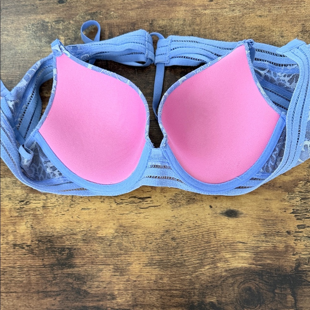 PINK Victoria's Secret Blue Floral Lace Bra - Picture 5 of 8